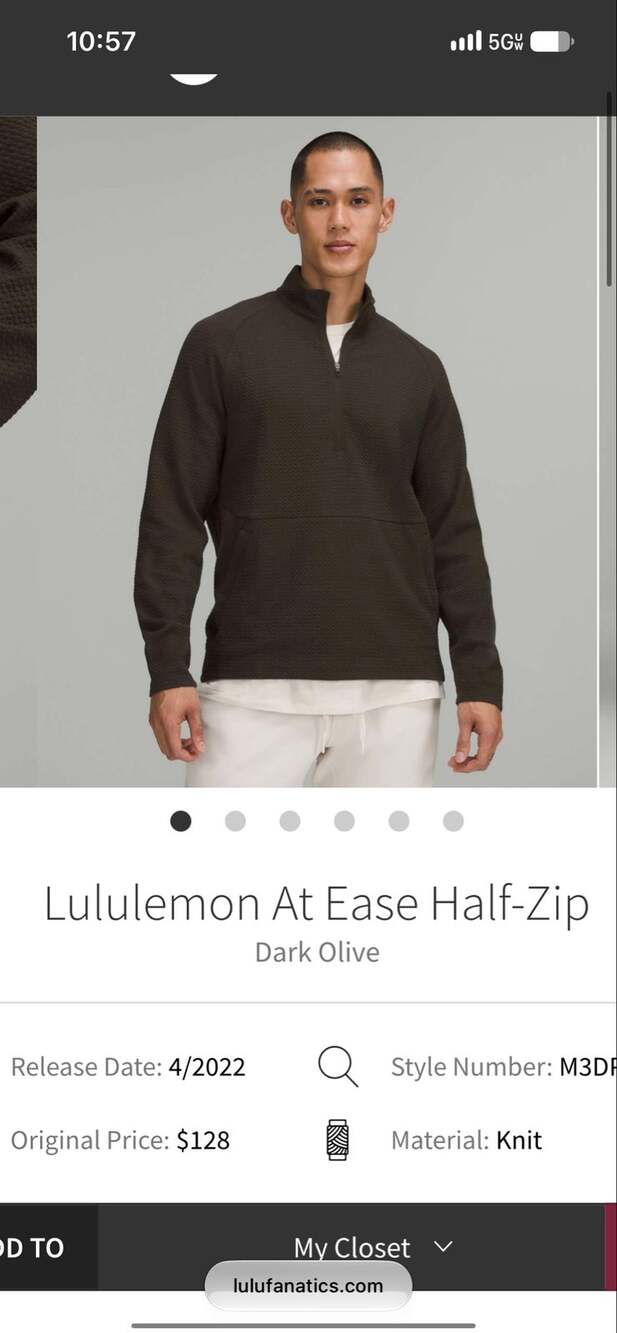 Lululemon At Ease Half-Zip 128
Dark Olive